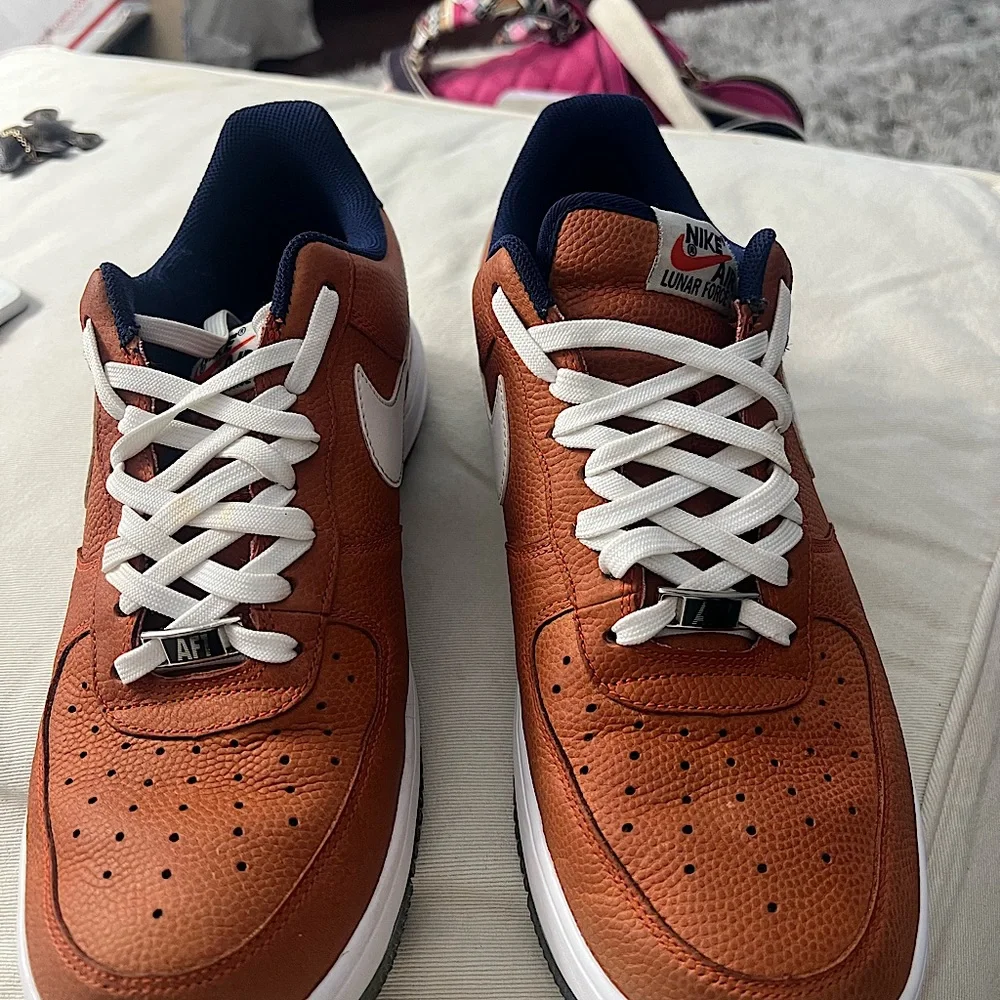 Men’s Nike Air Force 1 Lunar size 11.5 Orange & Royal Blue 2014 Low Tops - Picture 2 of 9